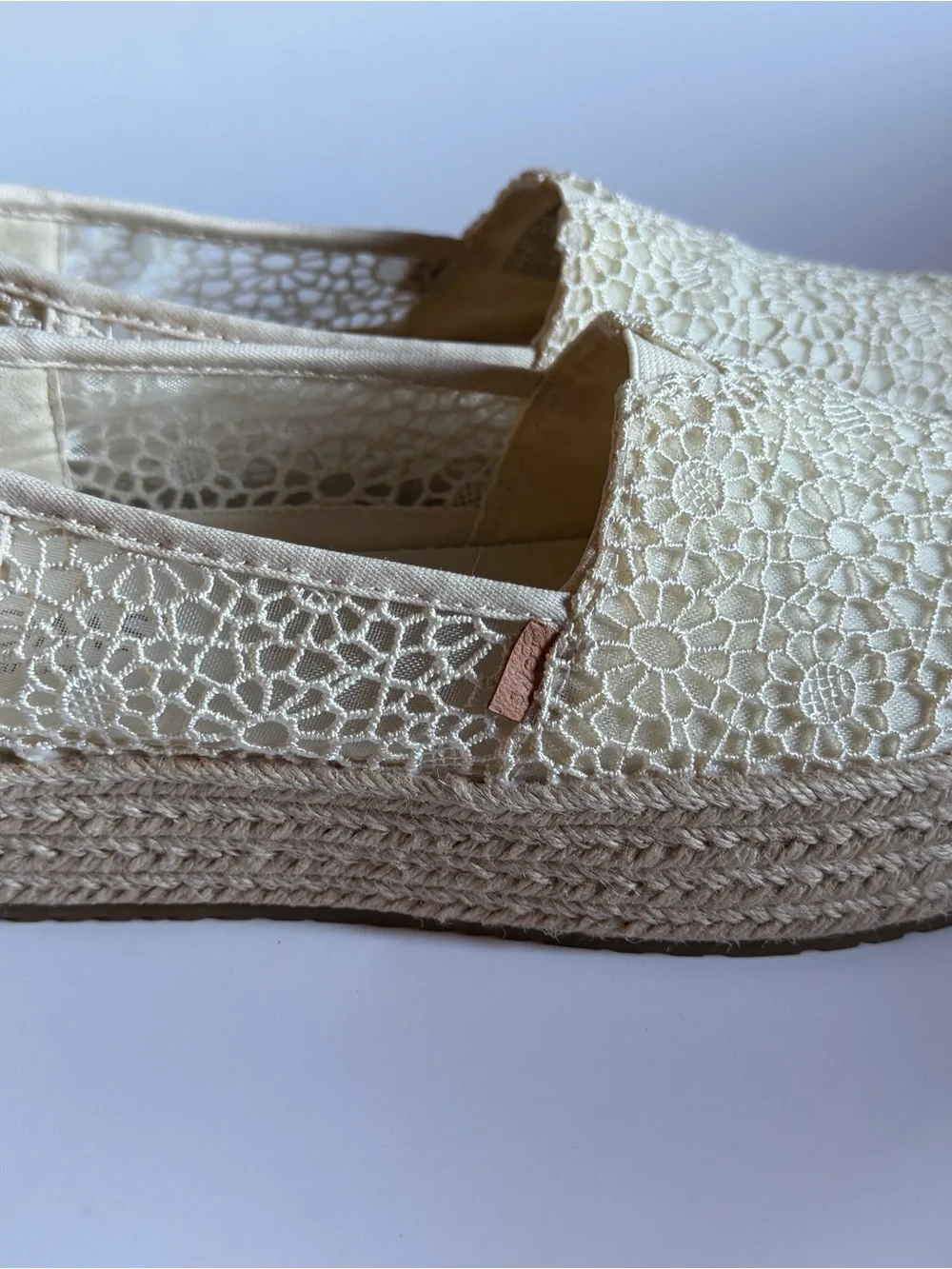 TOMS Women's Valencia Canvas Platform Espadrilles, Natural Moroccan Crochet 8